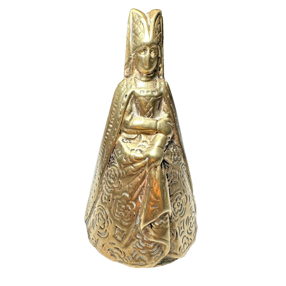 Antique Brass Bell Crinoline Lady Collectible Victorian Castlecore Cottage Decor
